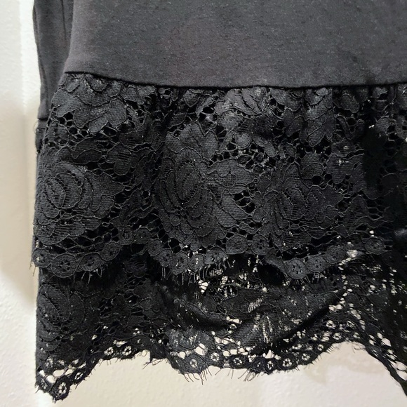 Kate Spade Broome Street Short sleeve Black T-shirt with Lace trim - Picture 2 of 6